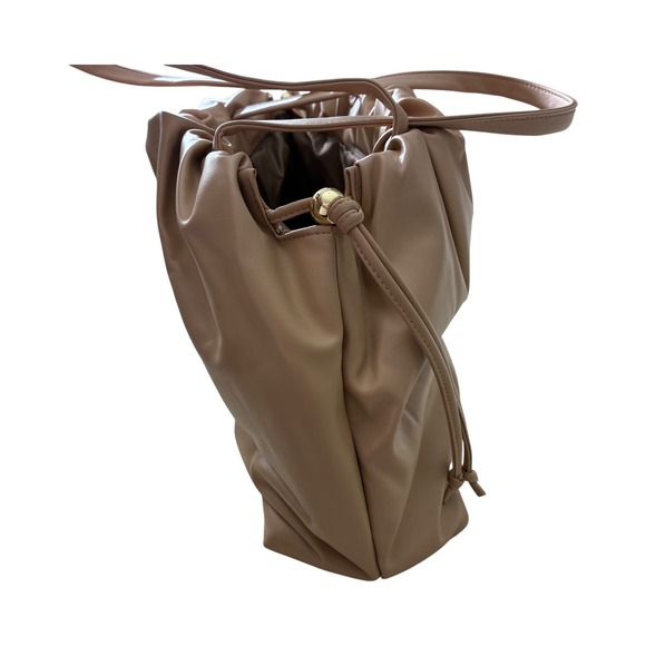 Victoria's Secret Taupe Gathered‎ Tote Bag Drawstring Shoulder Bag - Picture 7 of 7
